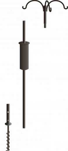 60" Bird Feeder Pole Package Kit with Squirrel Baffle plus 3 Arm Hanger
